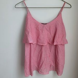 Pink and white cotton tank top